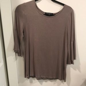 3/4 sleeve blouse, light brown, wide sleeves
